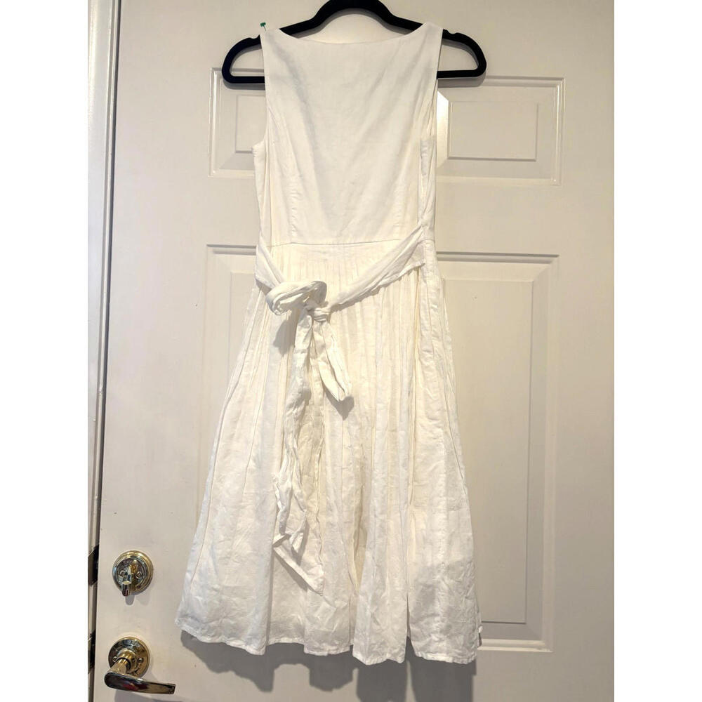 J Crew Sz 2 White Cotton Prairie Minimalist Stank Pleated Dress Fit N Flare 3212